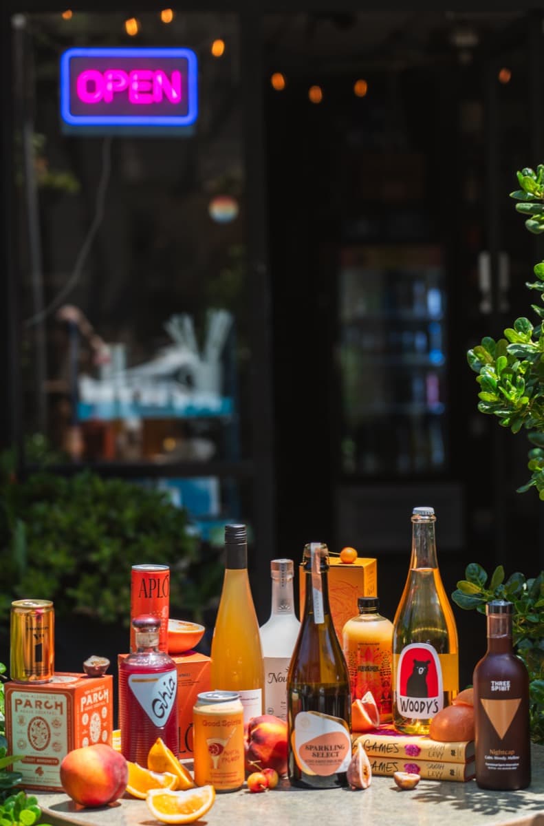 Ocean Beach Cafe bar shelves with non alcoholic bottles